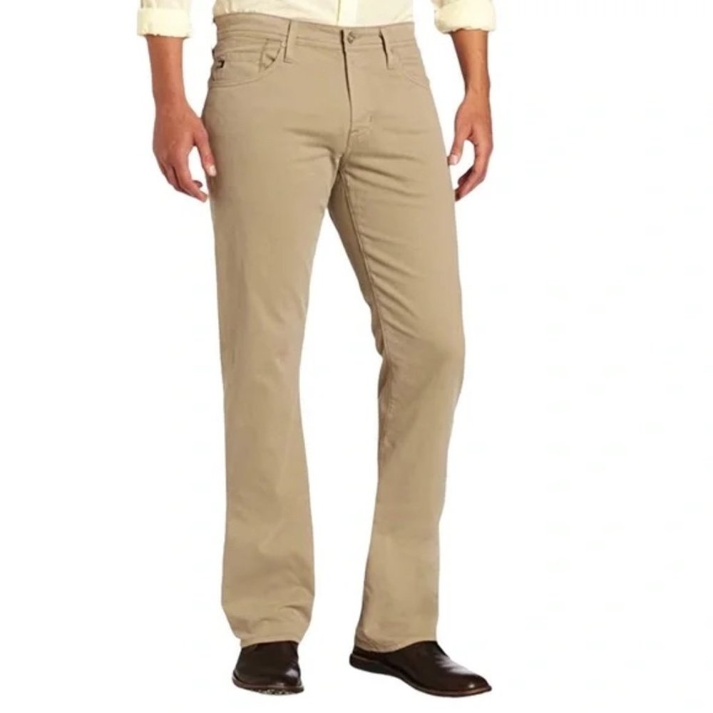 AG Adriano Goldschmied The Protege Khaki Tan Straight Leg Pants Size 38 X 34